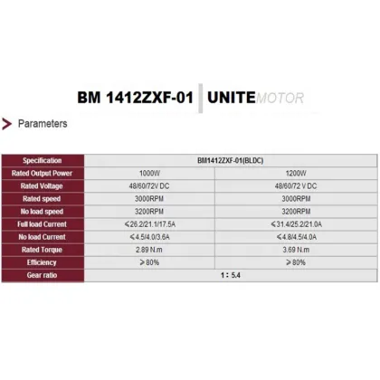 BM1412ZXF 48V 60V 1000W-1200W Three-Wheel Tricycle BLDC Motor Electric Tricycle Motor