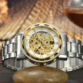 Gouden jurk custom skelet automatische horloges mannen