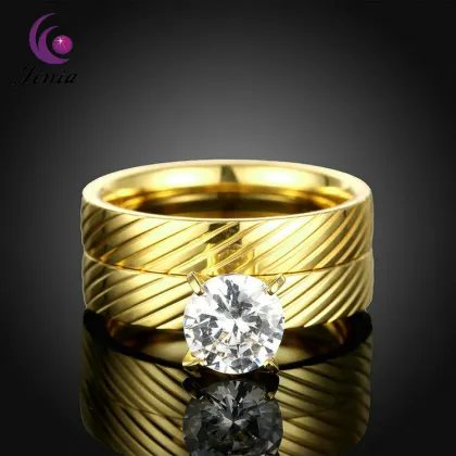 Jenia New Jewelry Women Rings Healthy Titanium Gold Plated Jewellery Ring