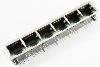 1 X 6 Multi-port RJ45 Connector Custom , Right Angle IEEE R