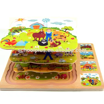 Wooden farm story jagsaw puzzle educational toy for kids