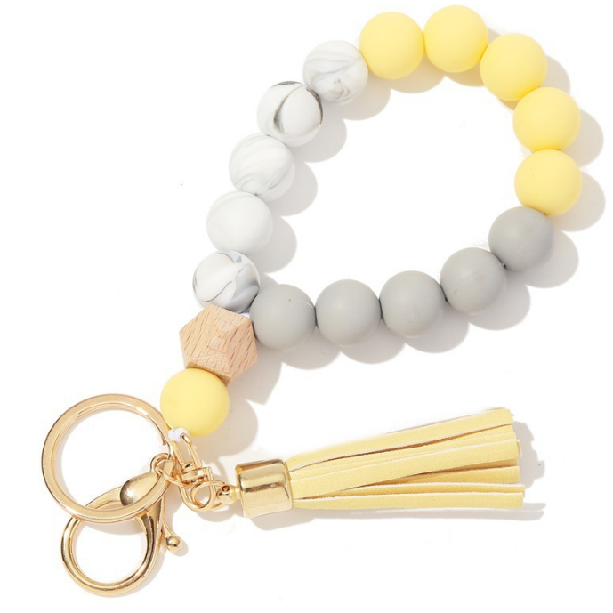 Silicone Beaded Bracelet Keychain