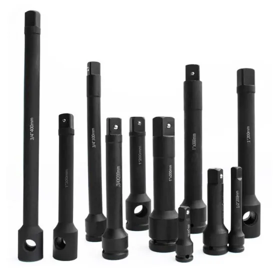 1/2", 3/4", and 1" Black Phosphate Pneumatic Spanner Wrench Socket Driver Expand Impact Extension Rod and Bar Set