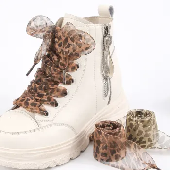 Custom Chiffon Animal Pattern Shoelaces Polyester Flat Sneaker Laces
