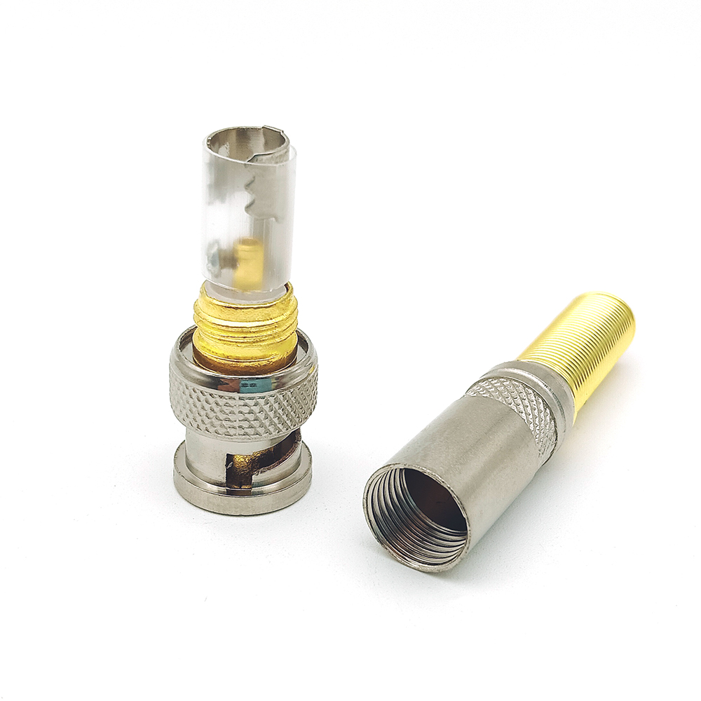 Screw-on Solderless BNC Male Plug Coaxial Cable Connector