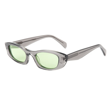 Mellume Retro 90s Narrow Oval Cat-Eye Acetate Sunglasses