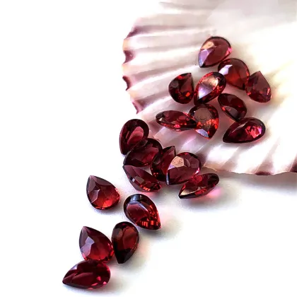 Pear Shaped Faceted Natural Red Garnet Loose Gems