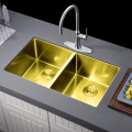 Latest 1.5mm Gold Double Basin Kitchen Sink