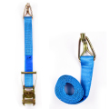 2 &quot;5 Ton 50mm Besi Menangani Ratchet Buckle Tie Down Blue Straps Dengan 2 Inch Swan Hooks
