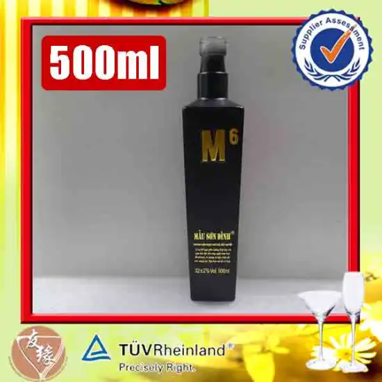 embossed 500ml black empty vodka glass bottle