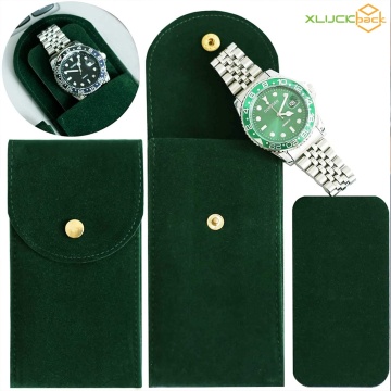 Suede Envelope Flap Velvet watch Bag With Button