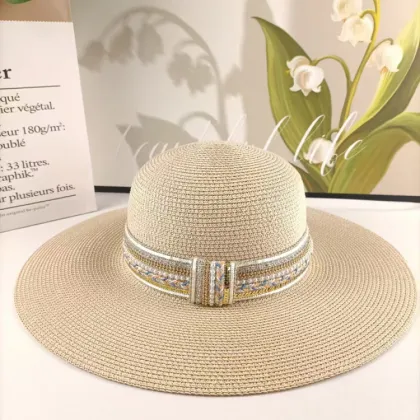 Retro Style Ladies Sun Hat - Hot Selling Summer Beach Sunscreen Grass Straw Boater Hat