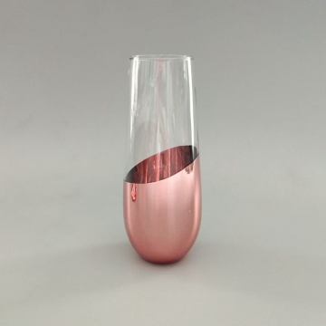 rose gold color goblet glass stemless wine cup