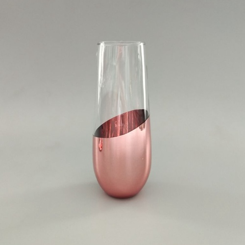 coupe à vin sans pied en verre de couleur or rose