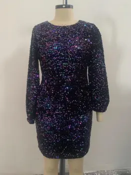 polyester spadnex velet with sequin dress