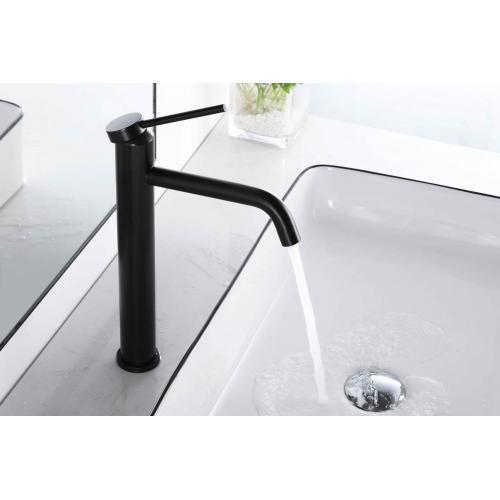 Matte Black Tall Basin Faucet Stainless-steel matte black single handle tall basin faucet Manufactory