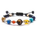 Gemstone Planetary bracelet Natural Stone Quartz Elastic Adjustable Bracelet for Men Women