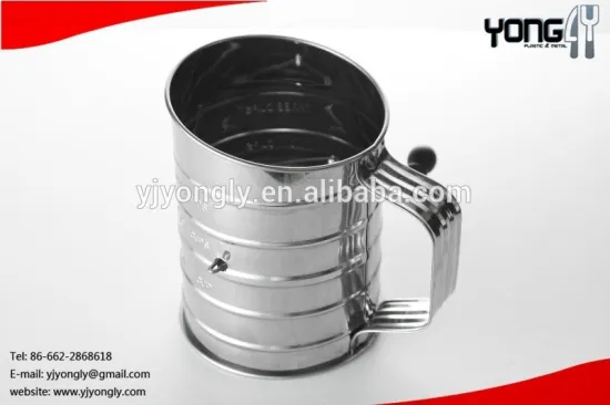 Stainless Steel Flour Sifter with Crank Handle, 3-Cup Capacity