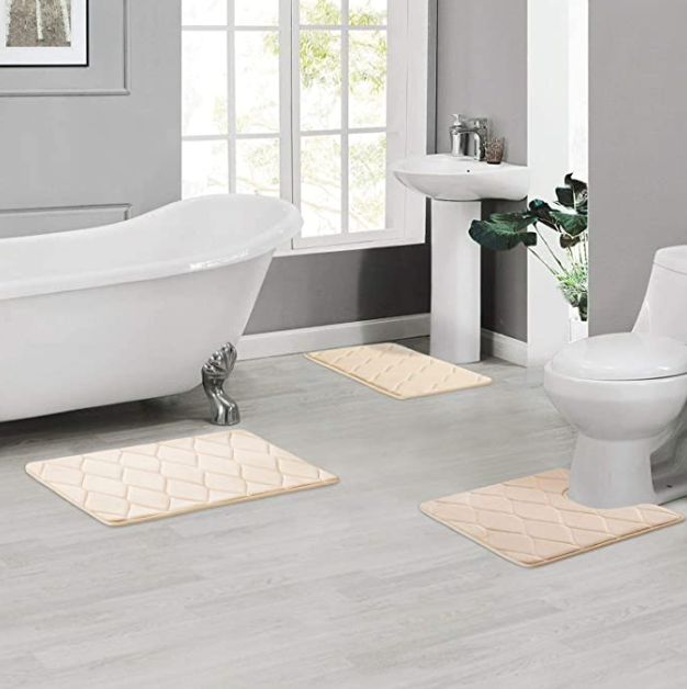 Memory Foam Bath Mat 3pcs Set 