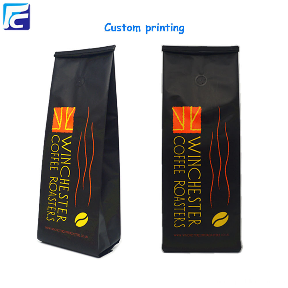 Customized bean foil 12oz coffee pouch with valve