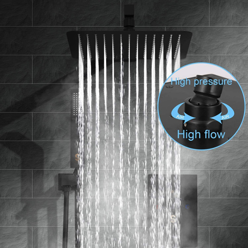 Itim na thermostatic rain shower head faucet set