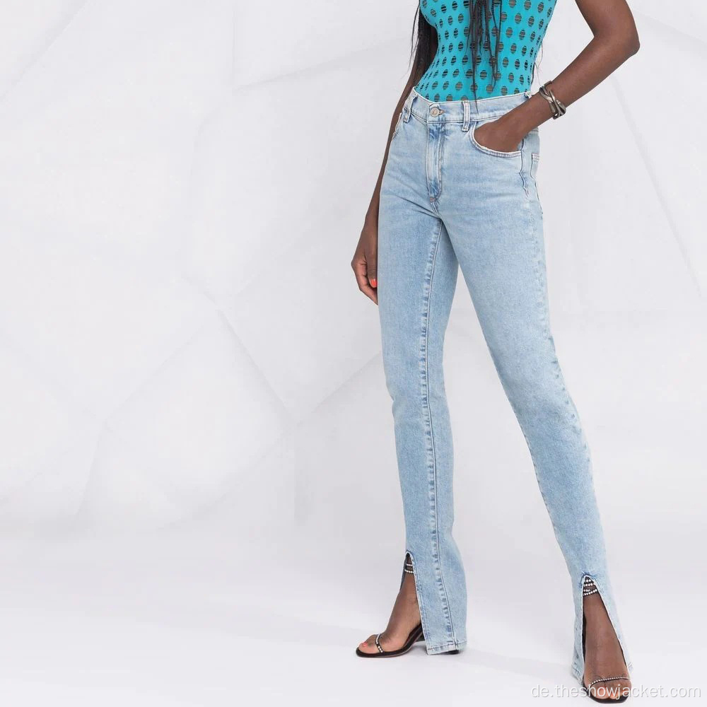 2021 Neuheiten Lange Slim Slit Damenjeans