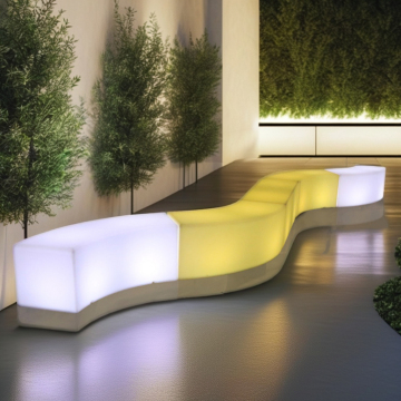 Colorful Light-changing Plastic Bench for Supermarkets, Bars, Terraces, and Gardens
