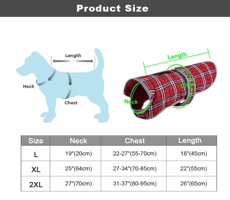 British Plaid Dog Coats for Medium Large Dogs