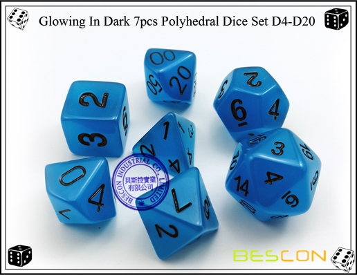 Glowing In Dark 7pcs Polyhedral Dice Set D4-D20-7