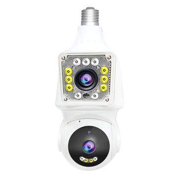 4MP Dual Lens Light Bulb Camera: 2.4G WiFi Home Security with Human Tracking and Night Vision