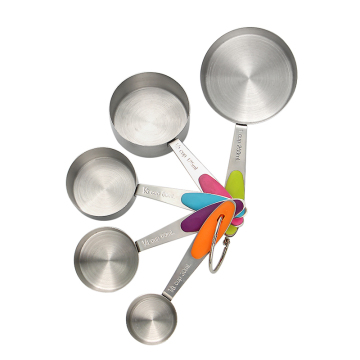 Stainless steel measuring cup set with silicone handle