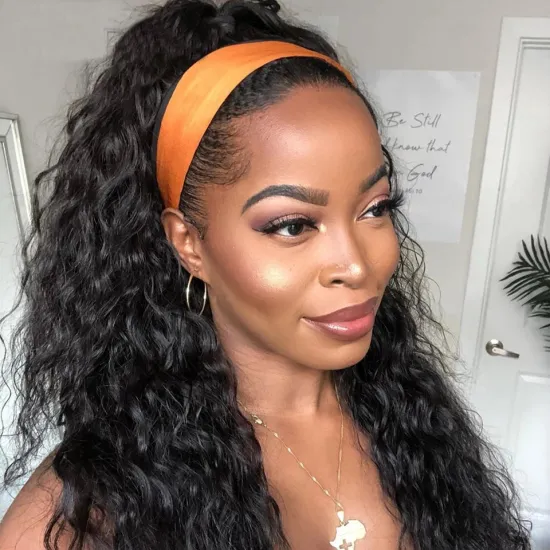 150% 180% Density Headband Wig Human Hair For Black Women With Headband Malaysian Waterwave Headband Human Hair Wigs
