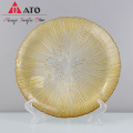 Gold round flat glass charger plate for kichen