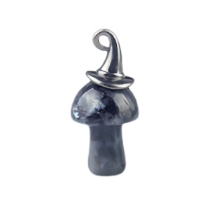 Black Labradorite Mushroom Wizard Cap Pendant for Making Jewlery 15X20mm Stone Halloween Charms