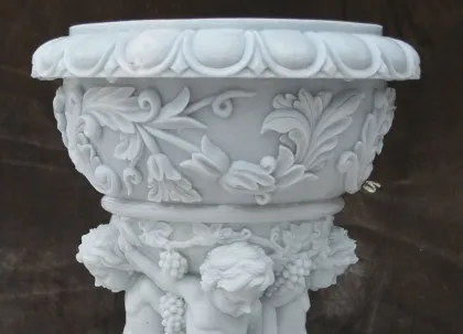 White Marble Cherub Floral Indoor-Outdoor Planter