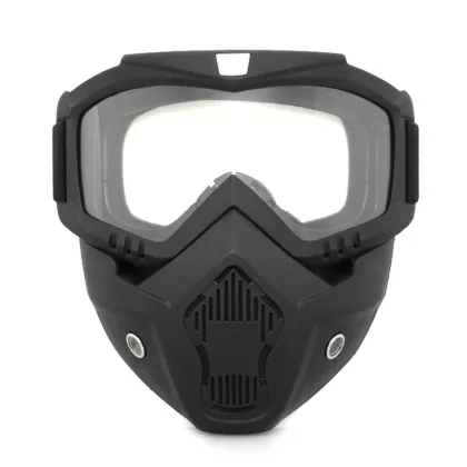 Windproof Skull Motorcycle Mask with Detachable Modular Goggles