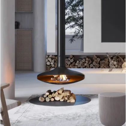 Hanging Wood Fireplace Bed with Built in Living Room Fireplace