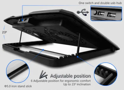Adjustable gaming cooling laptop cooler pads tabld with cooling pads 2 USB