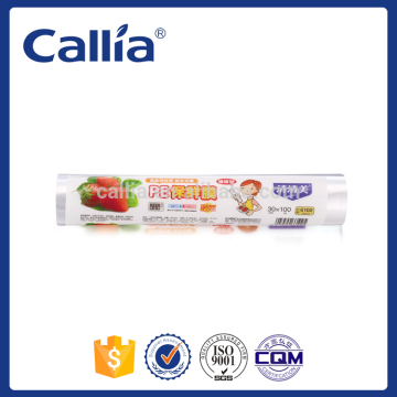 Taizhou Clear Food Grade Wrap Film Fresh Preservation Plastic Cling Film 30cm x 100m