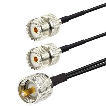 PL-259 to Dual SO239 RG174 Low Loss Splitter Cable