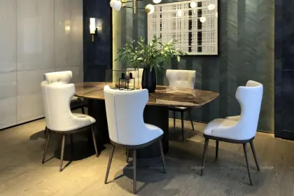 Modern style wood leather dining chair