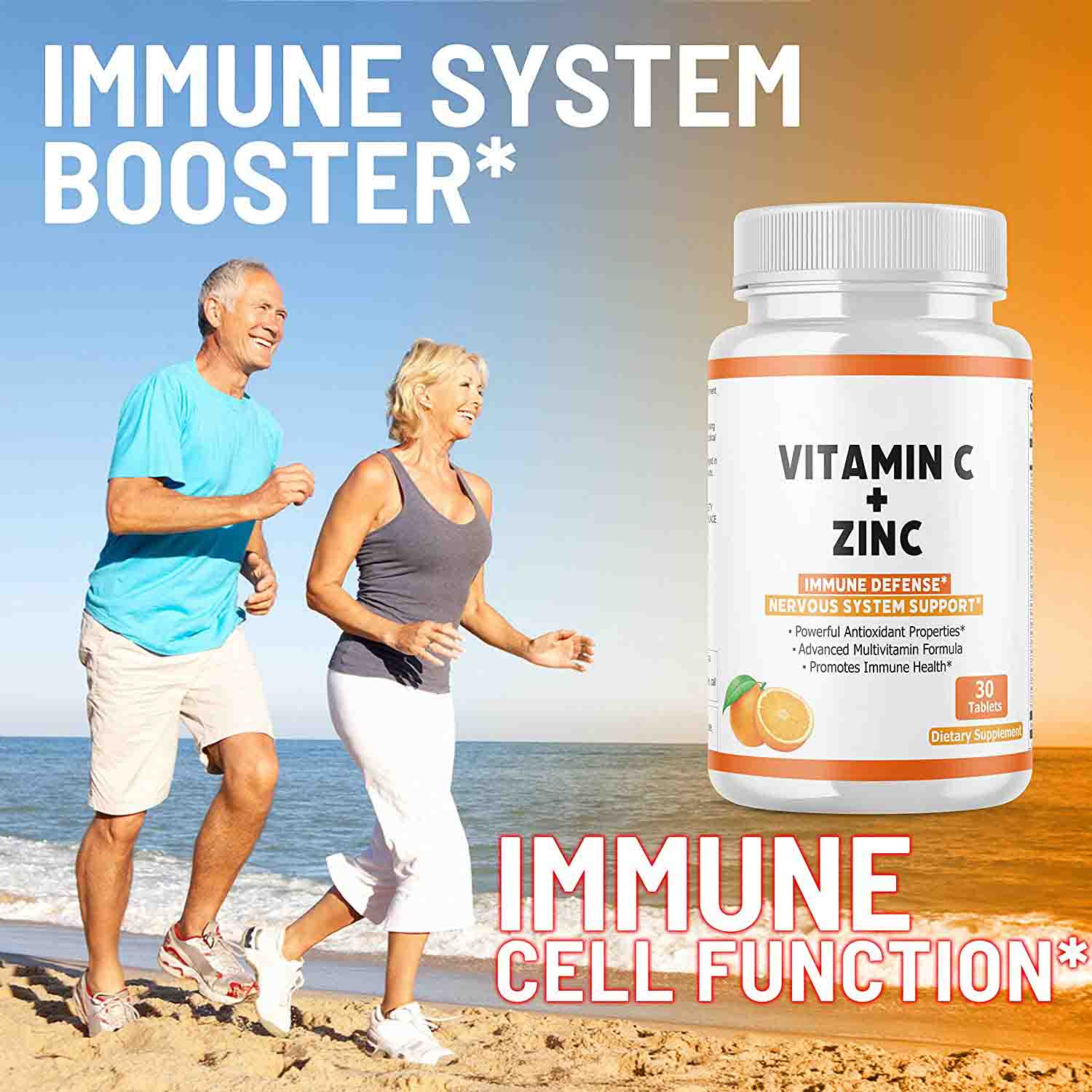 Private Label Immune Boost 500mg Orange Flavor Vitamin C Zinc Chewable Tablets Improve Immune System