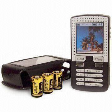 Cell Phone Stun Baton/Gun with High Power LED, Free Leather Case and Non-slip Surface