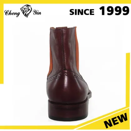 Wholesale Mens Boots Brown Leather High Neck Shoes Chelsea Boots Men