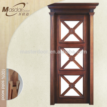 Luxury interior wooden room door model with glass