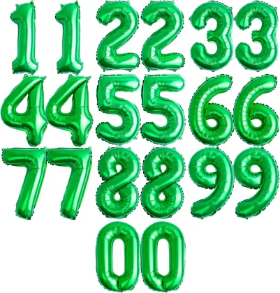 Green numbered aluminum foil balloons