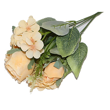 Linwoo DYGH-044 Champagne Rose Begonia Mix Artificial Silk Flower Bouquet