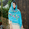 Bufanda de Pashmina de invierno con bordado de pañuelo retro para mujer
