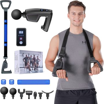 Deep Tissue Massage Gun with Heat for Neck and Back: Body Massager and Exercise Bands