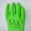 Guantes recubiertos de PVC verde fluorescente con TPR